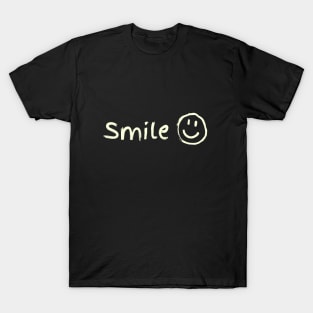 Smile and Be Happy Cream Design T-Shirt